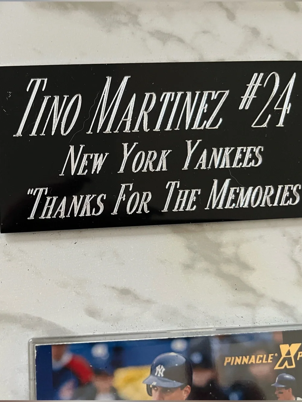 Framed Sports Memorabilia Plaque in White and Black Tino Martinez #24
